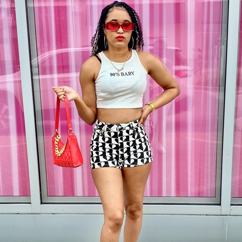 Black & White Heart Patterned Shorts🖤